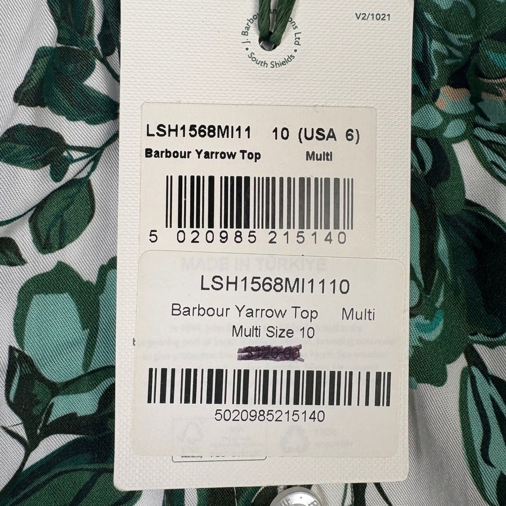 NEW Barbour Yarrow Top Floral Blouse Button Down Puff Balloon Sleeve Womens Sz 6 - Picture 4 of 14